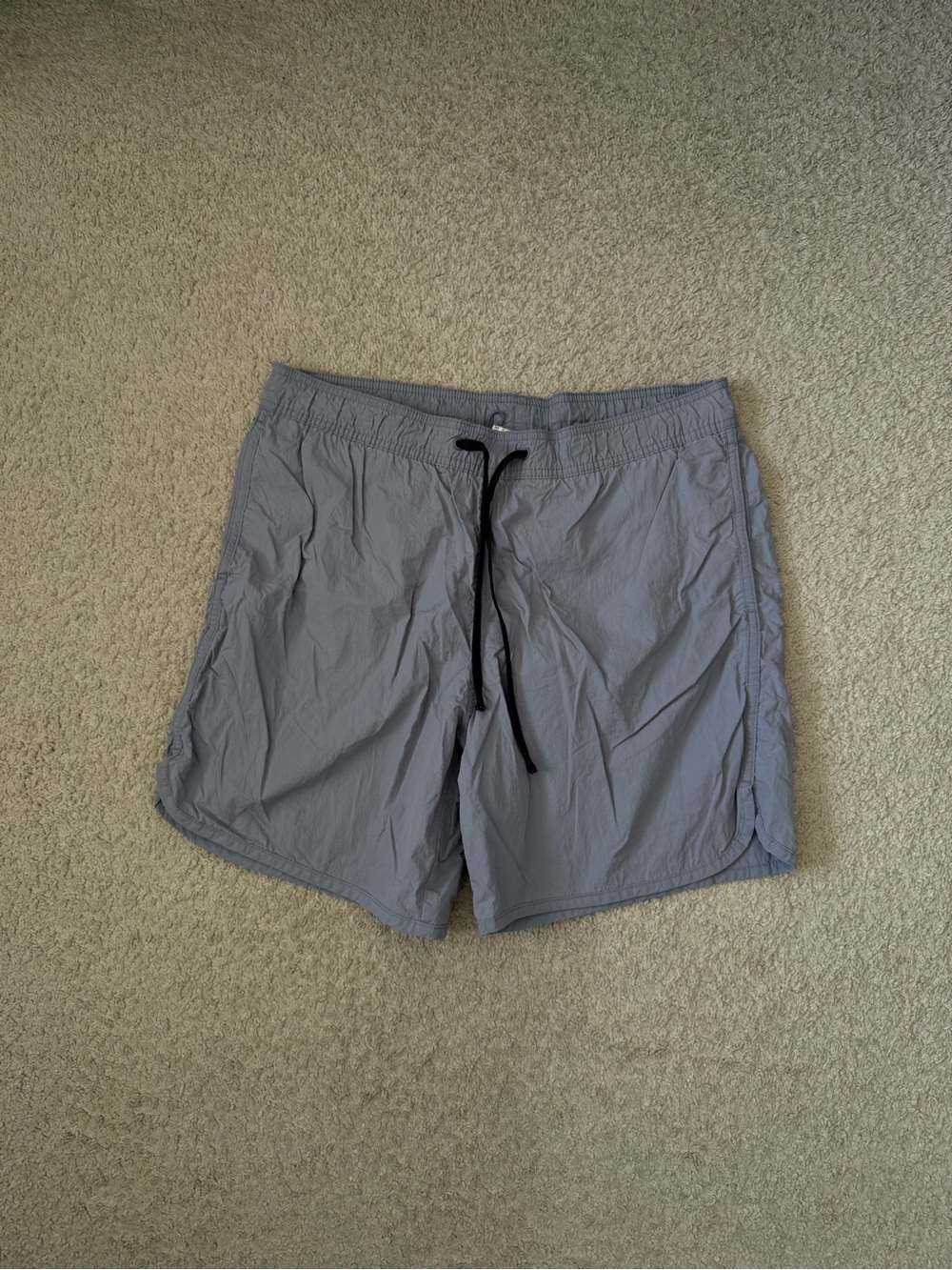 H&M Blue Gray Swim Trunks with Black Drawstring
